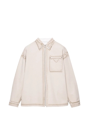 Prada bull denim zipper shirt - Neutrals
