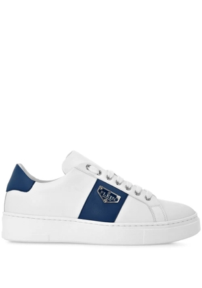 Philipp Plein logo-plaque leather sneakers - White