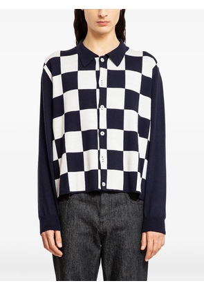 Second/Layer checkered cardigan - Blue
