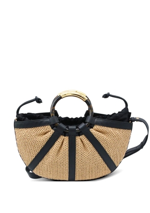 Coccinelle medium Shell straw tote bag - Neutrals