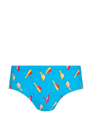 Amir Slama bird-print swimming trunks - Blue
