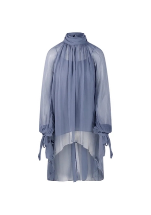 INTO THE EAST tie-sleeve asymmetrical blouse - Blue