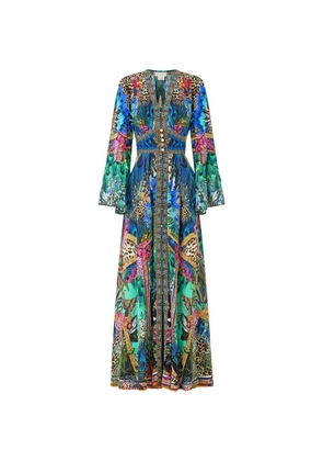 Camilla ruffled-sleeve maxi dress - Blue