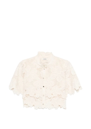 SANDRO Ame floral-lace shirt - Neutrals