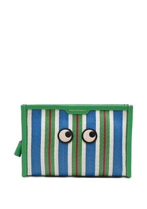 Anya Hindmarch eyes-motif striped make up bag - Green