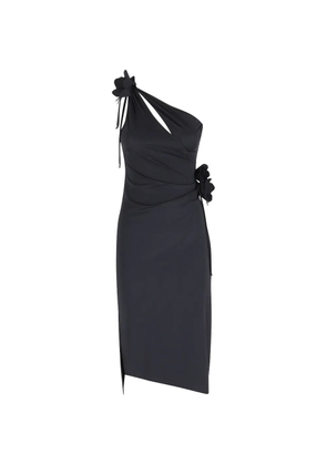 Coperni one-shoulder flower-detail midi dress - Black