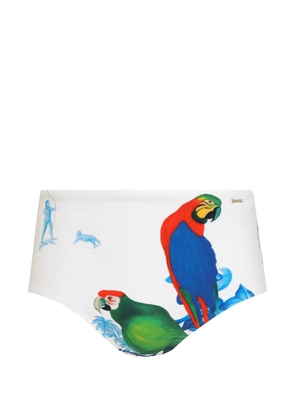 Amir Slama parrot-print swimming trunks - White
