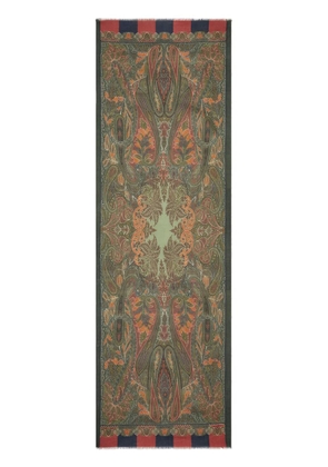 ETRO frayed paisley-jacquard scarf - Green