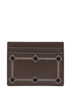 ETRO embroidered leather cardholder - Brown