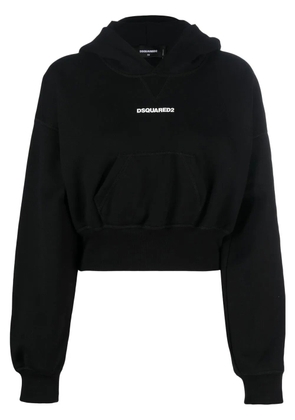 DSQUARED2 logo-print attached-cap hoodie - Black