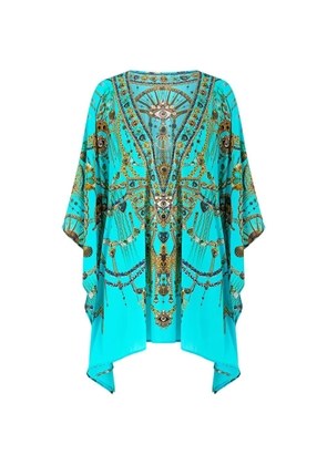 Camilla ring-detail V-neck kaftan dress - Blue