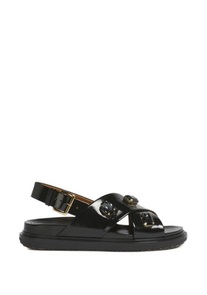 Marni crisscross crystal ovine leather sandals - Black
