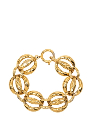 CHANEL Pre-Owned 1970-1980 Gold Plated Quilted Chain Link Bracelet costume bracelet