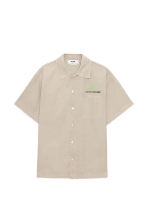MSGM embroidered pocket shirt - Neutrals