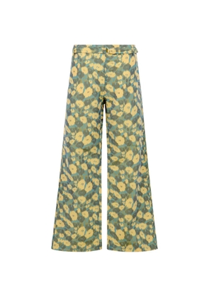 Marni floral d-ring belt trousers - Blue