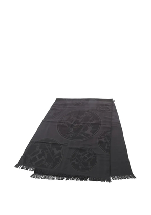 Hermès Pre-Owned 2010s Libris logo-pattern shawl - Black