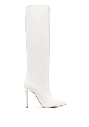 Paris Texas 110mm stiletto leather boots - White
