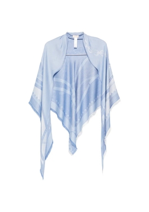 LIU JO fringe printed scarf - Blue