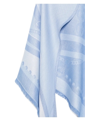 LIU JO fringe printed scarf - Blue