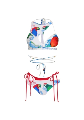 Amir Slama cut-out floral-print bikini set - White