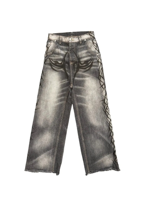 HELLSTAR graffiti-details wide-leg jeans - Grey