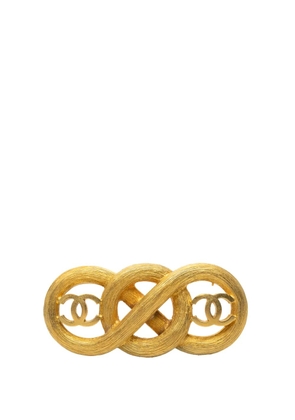 CHANEL Pre-Owned 1995 CC Gold Plated Infinity Brooch costume brooch
