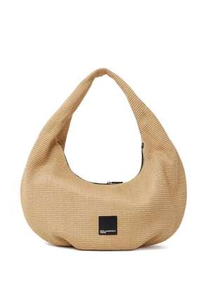 Karl Lagerfeld Jeans large logo-patch shoulder bag - Neutrals