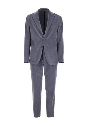 Tagliatore ribbed single-breasted suit - Blue