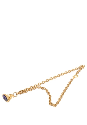 CHANEL Pre-Owned 1993 CC Gold Plated Gripoix Stamp Pendant Necklace costume necklace - Blue