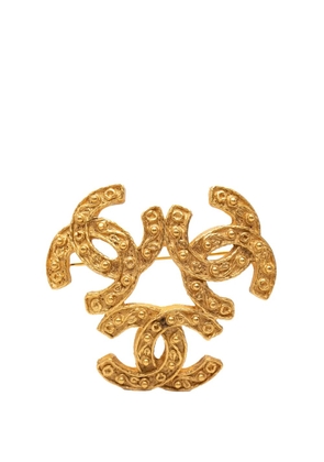 CHANEL Pre-Owned 1994 Gold Plated Triple CC Brooch costume brooch