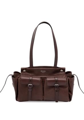 Prada buckle leather shoulder bag - Brown