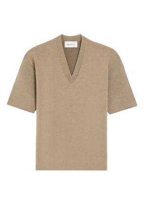 AMI Paris V-neck short-sleeve T-shirt - Neutrals