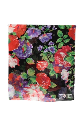 Moschino floral-print silk scarf - Black