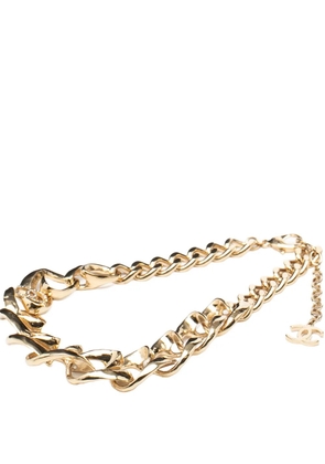 CHANEL Pre-Owned 2023 CC Gold Plated Rhinestone Chain Choker Necklace costume necklace