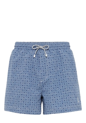 Brunello Cucinelli graphic-print swim shorts - Blue