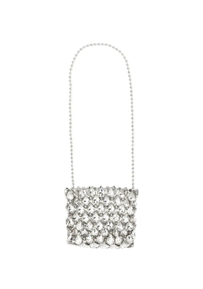 Self-Portrait mini crystal clutch - Silver