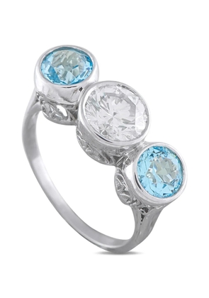 LB Exclusive LB Exclusive Platinum 1.10ct Diamond and Blue Zircon Ring MF35-021926 - Silver