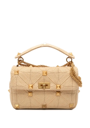 Valentino Garavani Pre-Owned 2018-2025 Large Raffia Roman Stud satchel - Brown