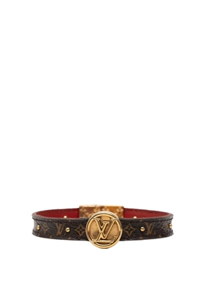 Louis Vuitton Pre-Owned 2018 Monogram and Calfskin LV Circle Reversible Bracelet costume bracelet - Brown