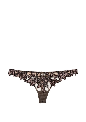 Fleur Du Mal Lily embroidery thong - Neutrals