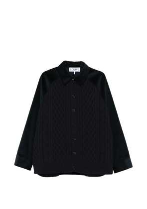 LOEWE cable knit corduroy jacket - Blue