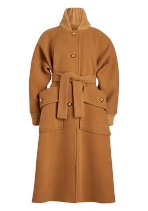 Patou tied-waist coat - Brown