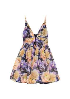ZIMMERMANN floral-print V-neck mini dress - Purple