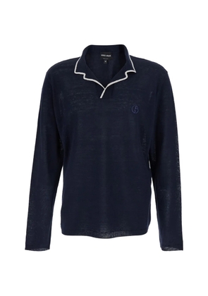 Giorgio Armani embroidered pique T-shirt - Blue