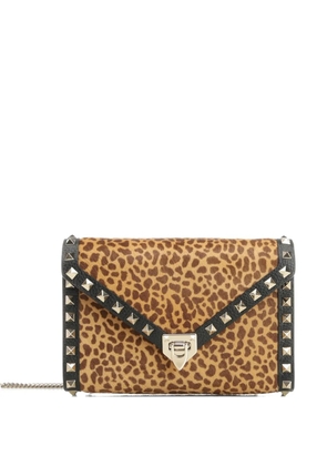 Valentino Garavani mini Rockstud leopard print stud shoulder bag - Neutrals