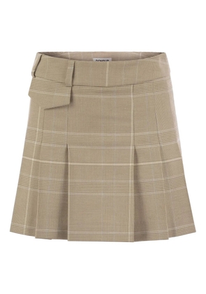 DONDUP pleated prince of wales mini skirt - Neutrals