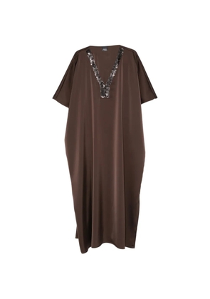 Marina Rinaldi sequin v-neck dress - Brown