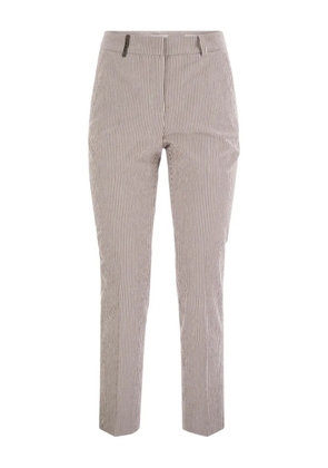 Peserico stitching seersucker cigarette trousers - Neutrals