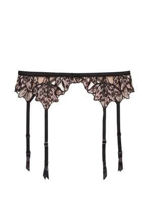 Fleur Du Mal Lily embroidery garter - Black
