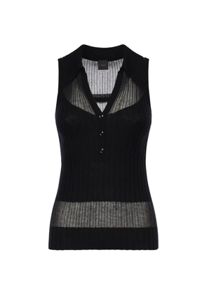 PINKO ribbed buttoned tank top - Black